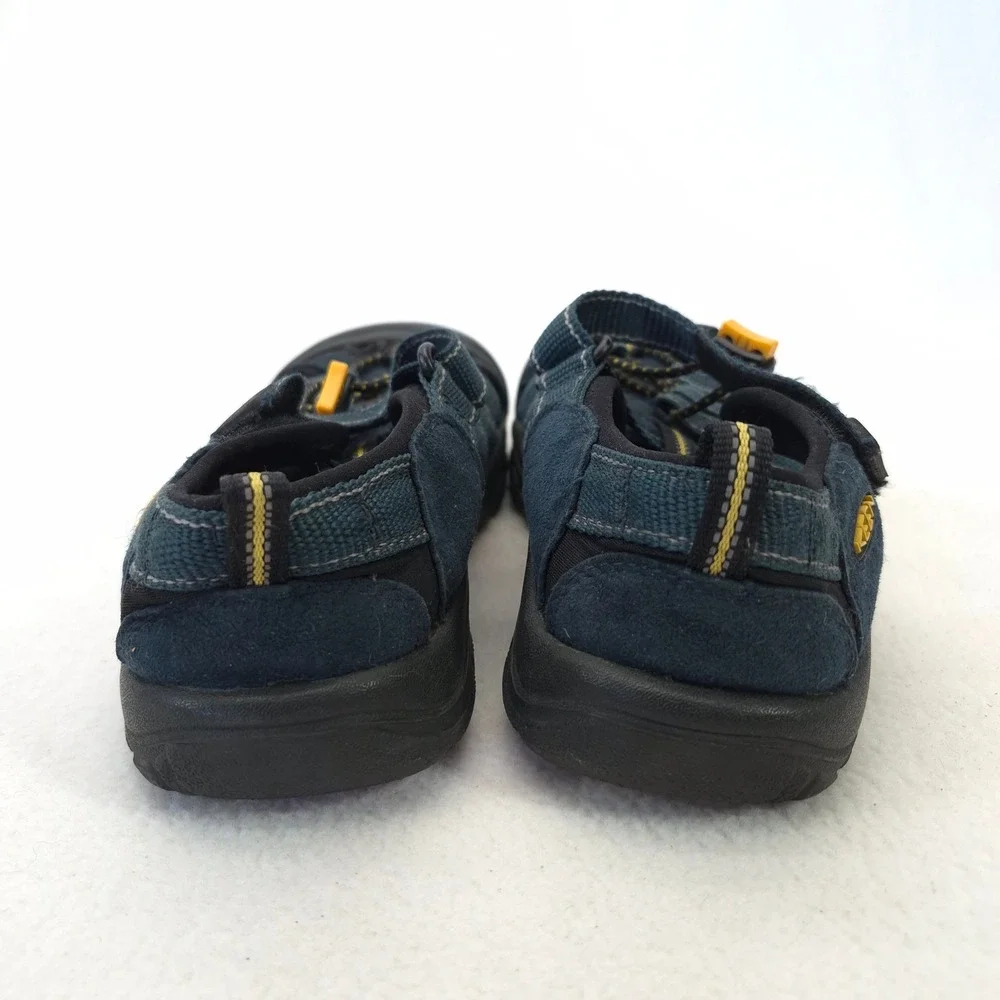 Keen Blue Leather Textile Hiking Sandals Bungee Hook Loop Ankle Straps Size 4